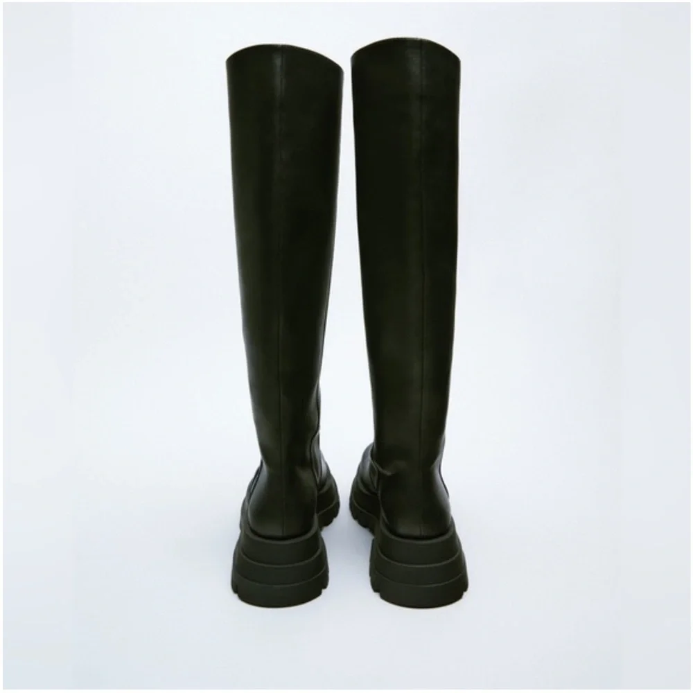 Zara black Over-the-Knee Chunky Platform Boots